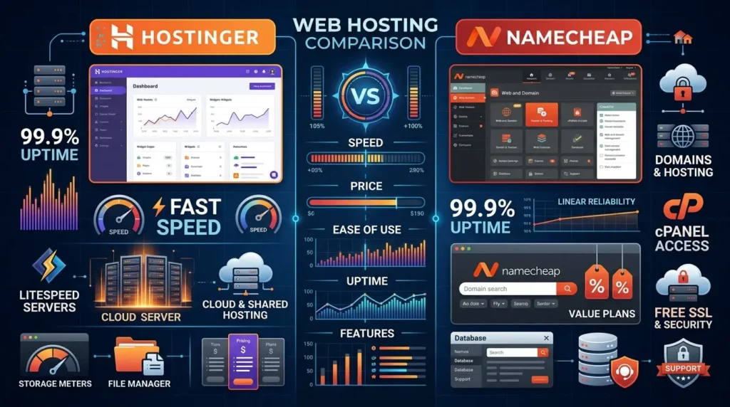 Hostinger vs Namecheap web hosting comparison