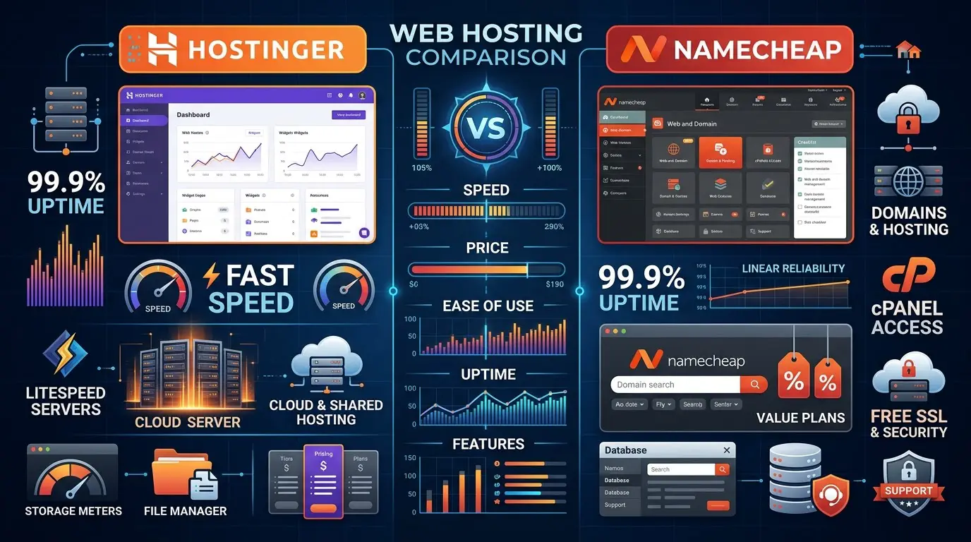 Hostinger vs Namecheap web hosting comparison
