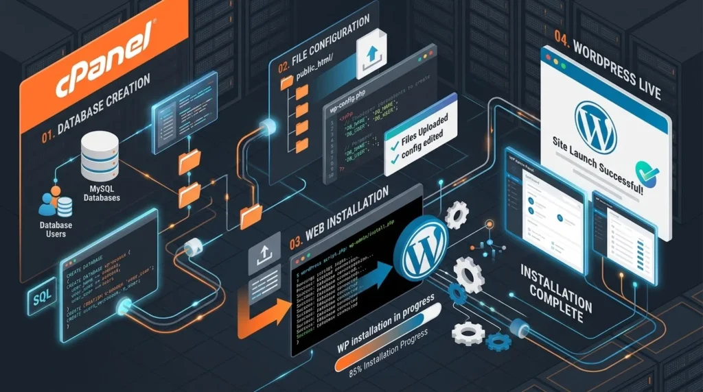 cPanel WordPress installation step-by-step setup process